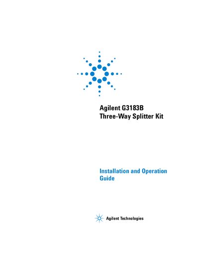 Agilent G3183B Three-Way Splitter Kit Installation Operation Guide - cover page