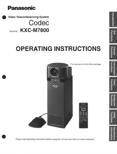 Panasonic KXC-M7800 Video Teleconferencing System Codec Operating Instructions - cover page