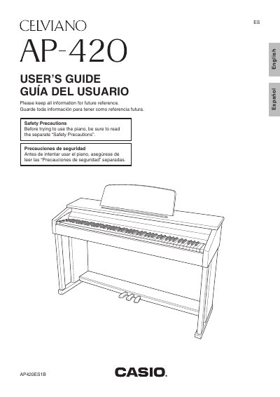 Casio AP-420 Digital Piano User's Guide - cover page