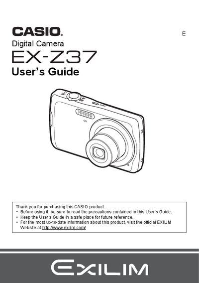 Casio EX-Z37 Digital Camera User's Guide - cover page