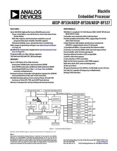 Analog Devices ADSP-BF534/ADSP-BF536/ADSP-BF537 Datasheet - cover page