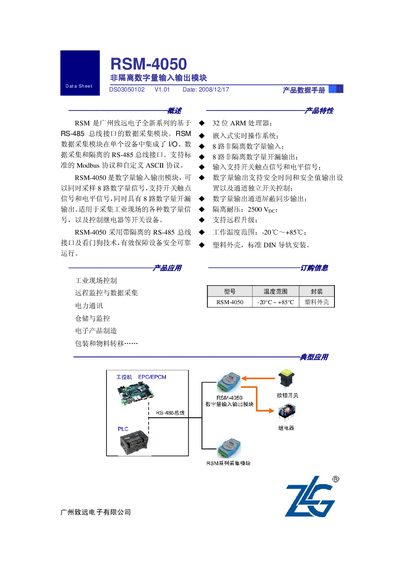 ZHIYUAN Electronics RSM-4050 Digital I/O Module Product Data Manual - cover page