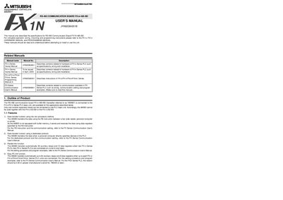 Mitsubishi Electric FX1N-485-BD RS-485 Communication Board User Manual - cover page