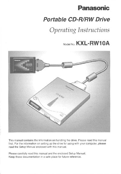 Panasonic KXL-RW10A Portable CD-R/RW Drive Operating Instructions - cover page