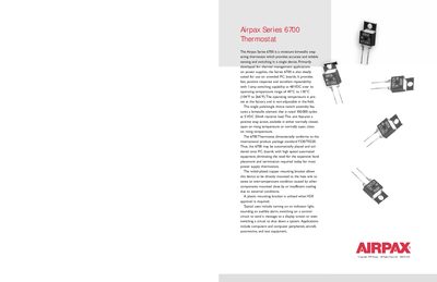 Airpax Series 6700 Thermostat Datasheet - cover page