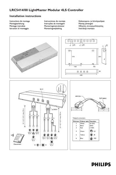 Philips LRC5414/00 LightMaster Modular 4LS Controller Installation Manual - cover page