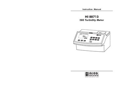 Hanna Instruments HI 88713 ISO Turbidity Meter Instruction Manual - cover page