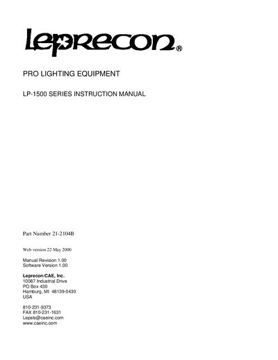Leprecon LP-1500 Series Instruction Manual - cover page