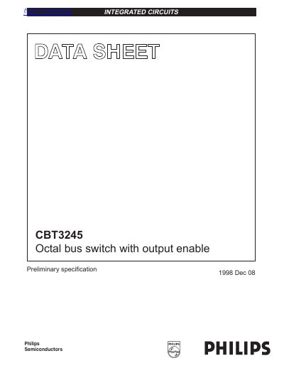 Philips CBT3245 Octal Bus Switch with Output Enable Preliminary Specification - cover page