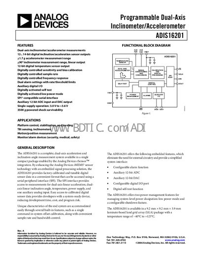 HDS-1250G ADIS16201 handbook - cover page