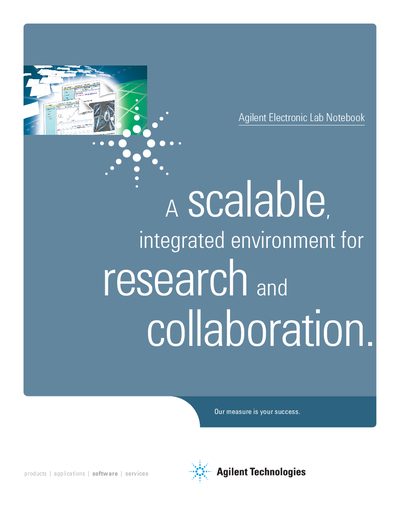 Agilent ELN Electronic Lab Notebook Product Brochure - cover page