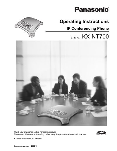 Panasonic KX-NT700 IP Conferencing Phone Operating Instructions - cover page