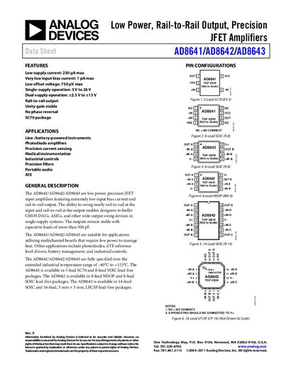 Analog Devices AD8642 Product Handbook - cover page