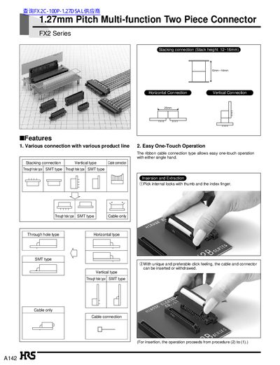 HRS 1.27mm Pitch Multi-function Two Piece Connector FX2 Series - cover page