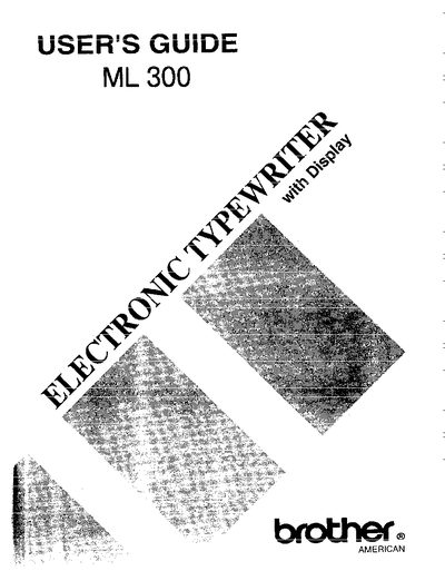 Brother ML 300 Electronic Typewriter User's Guide - cover page