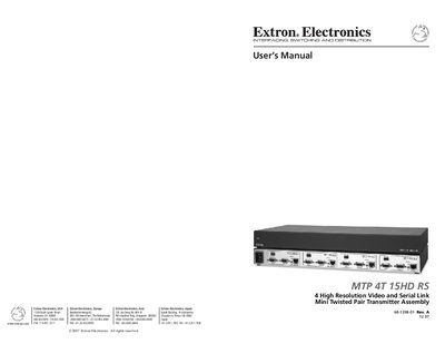 Extron MTP 4T 15HD RS User Manual - cover page