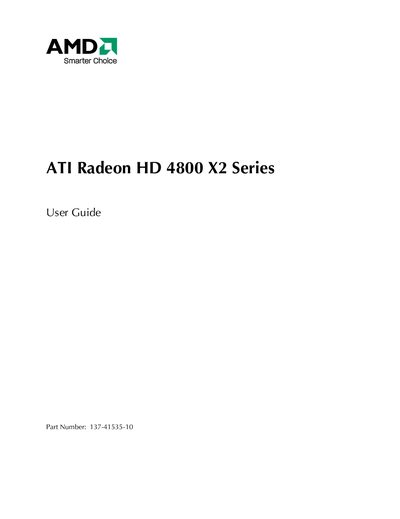 AMD Radeon HD 4800 X2 Series User Guide - cover page