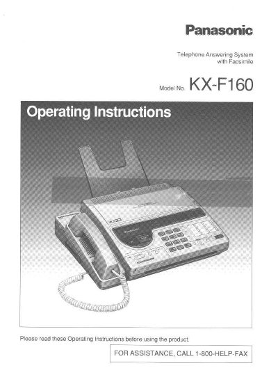 Panasonic KX-F160 Telephone Answering System with Facsimile Operating Instructions