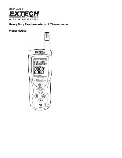 Extech HD550 Heavy Duty Psychrometer + IR Thermometer User Guide
