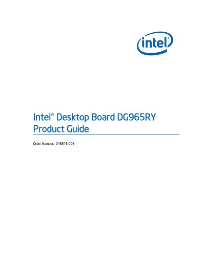 Intel DG965RY Desktop Board Product Guide - cover page
