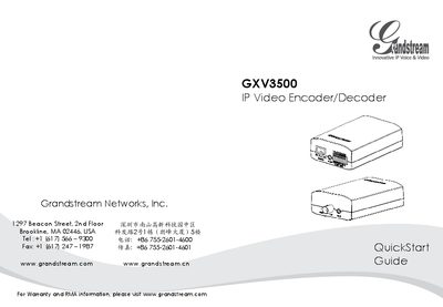 Grandstream GXV3500 IP Video Encoder/Decoder QuickStart Guide