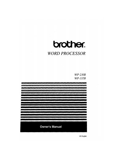 Brother WP-230B/335B Word Processor Owner's Manual - cover page