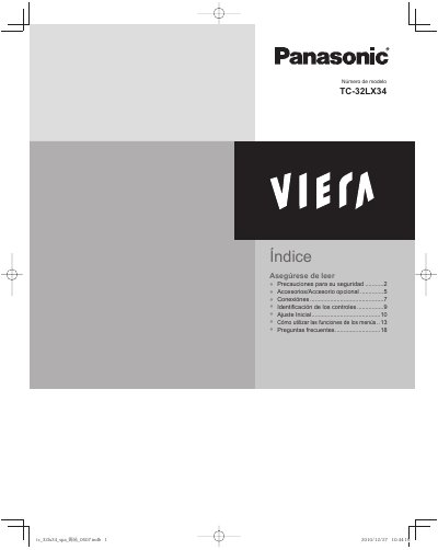 Panasonic TC-L32X34 Television Manual - cover page