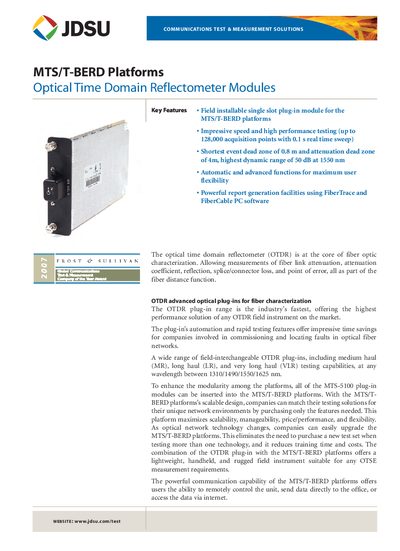 JDSU MTS/T-BERD Platforms Datasheet - cover page