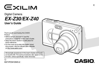 Casio EX-Z30/EX-240 Digital Camera User's Guide