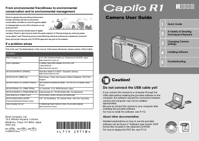 Ricoh Caplio R1 Digital Camera User Manual - cover page