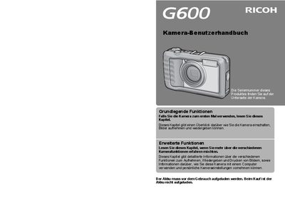 Ricoh G600 Digital Camera User Manual - cover page