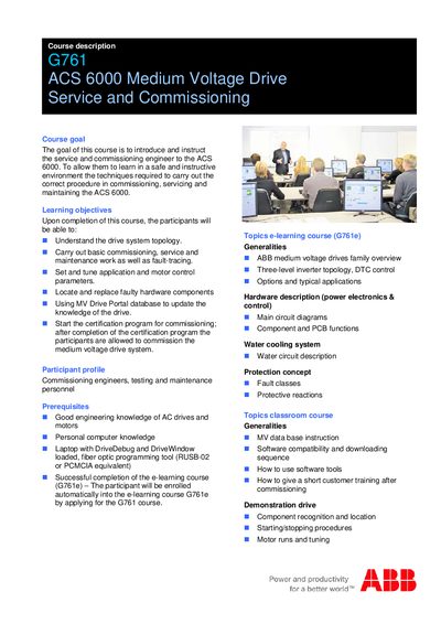 ABB G761 ACS 6000 Medium Voltage Drive Service Commissioning Manual - cover page
