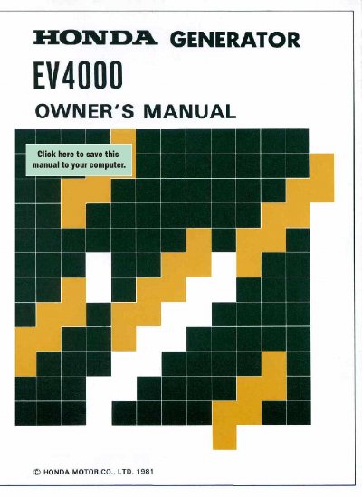 Honda EV4000 Generator Owner's Manual - cover page