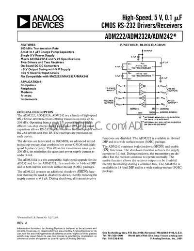 Analog Devices ADM222/ADM232A/ADM242 Handbook - cover page