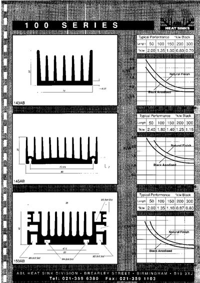 ABL Heatsinks 100 Series Datasheet - cover page