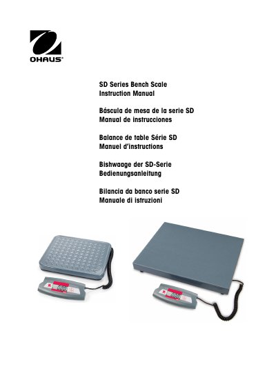 Ohaus SD Series Bench Scale Instruction Manual - cover page