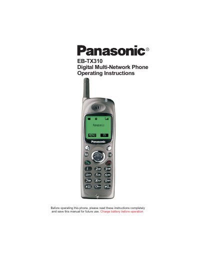 Panasonic EB-TX310 Digital Multi-Network Phone Operating Instructions - cover page