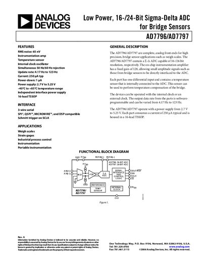 Analog Devices AD7796/AD7797 Datasheet - cover page