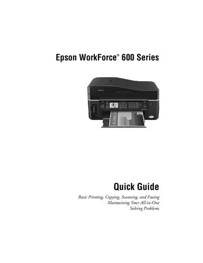 Epson WorkForce 600 Series Quick Guide - cover page
