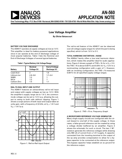 Analog Devices AN-560 AD8517 Application Note