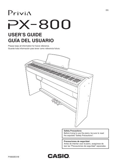 Casio PX-800 Digital Piano User's Guide - cover page