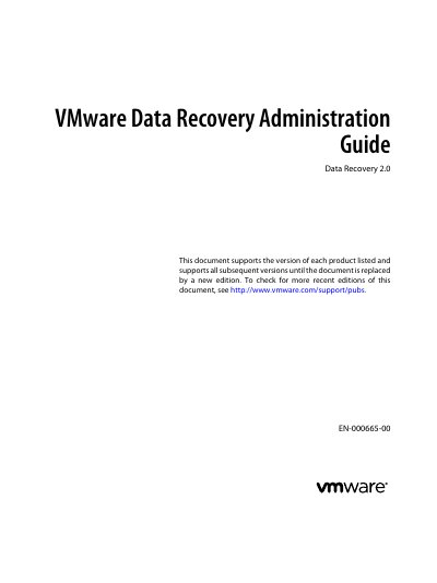 VMware Data Recovery 2.0 Administration Guide - cover page
