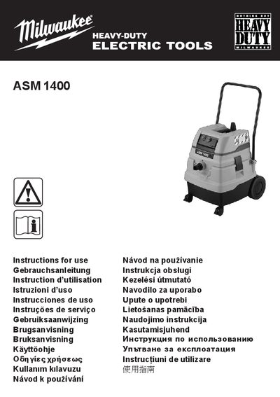Milwaukee ASM 1400 Vacuum Cleaner User Manual