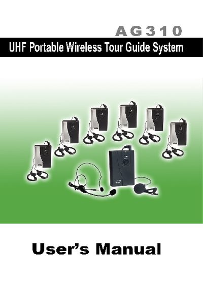 Array Electronic AG310 UHF Portable Wireless Tour Guide System User Manual - cover page