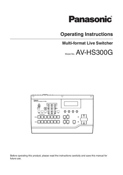 Panasonic AV-HS300G Operating Instructions