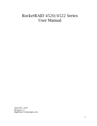 HighPoint RocketRAID 4520/4522 Series User Manual - cover page