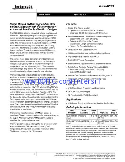 Intersil ISL6423B Data Sheet