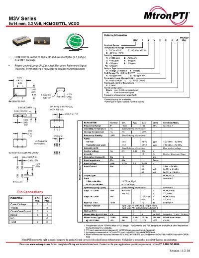 MtronPTI M3V Series Datasheet - cover page