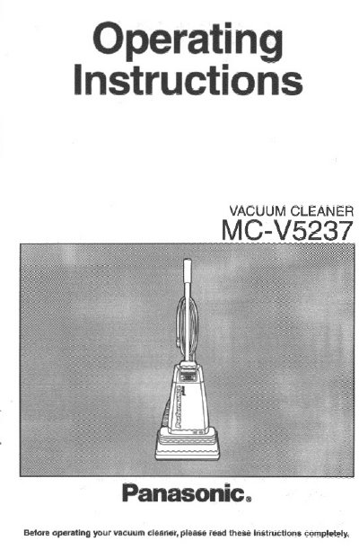 Panasonic MC-V5237 Vacuum Cleaner Operating Instructions - cover page