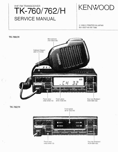 Kenwood TK-760/762/H VHF FM Transceiver Service Manual - cover page